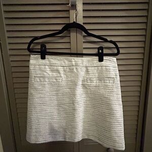 LOFT White and Black Striped Mini Skirt